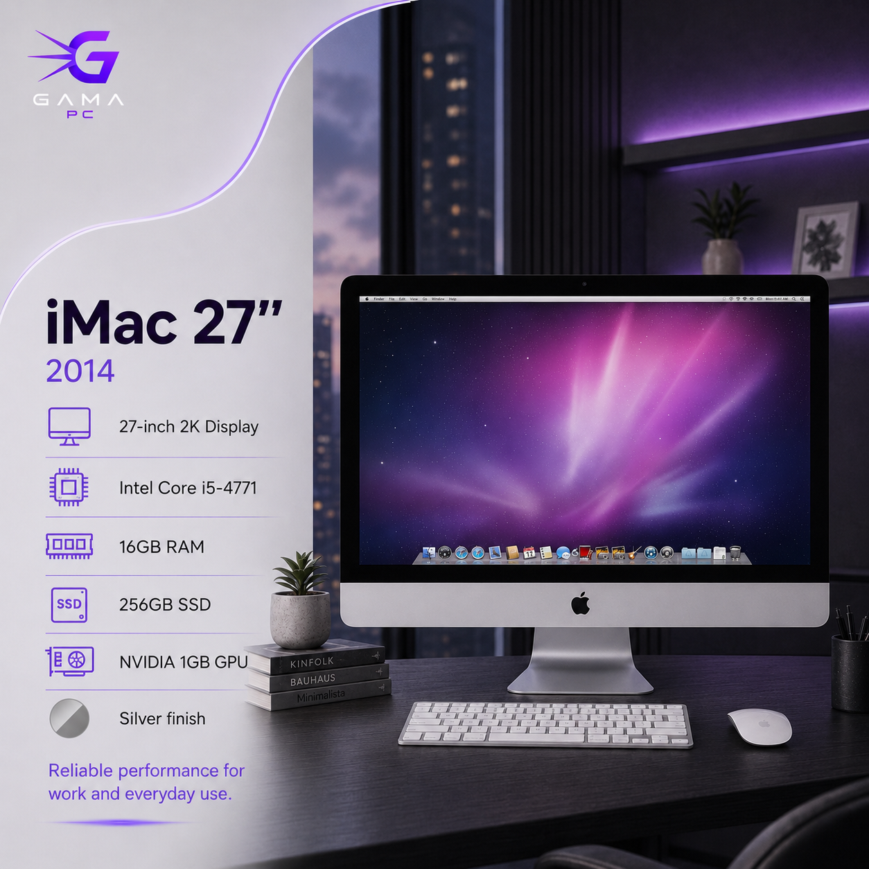 آی‌مک ۲۷ اینچ استوک اپل مدل Apple iMac 27 2014 - پردازنده Core i5-4771 / رم 16GB / اس‌اس‌دی 256GB / گرافیک NVIDIA 1GB / صفحه نمایش 2K