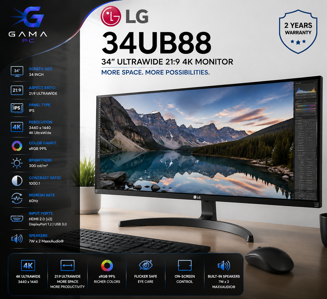 مانیتور LG UltraWide 34 اینچ مدل 34UB88 با پنل IPS